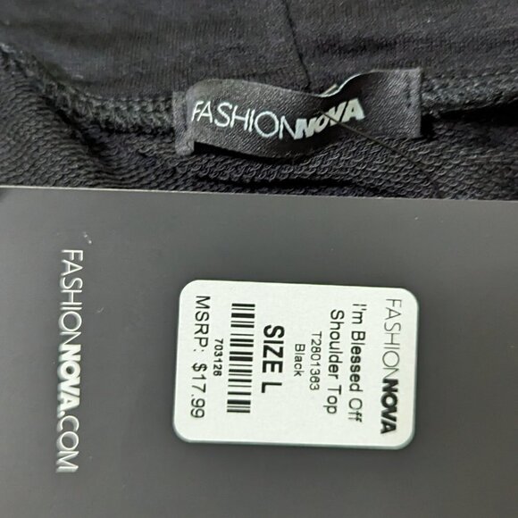 Fashion Nova Blessed Off Shoulder Long Sleeve Top L NWT - Picture 4 of 5